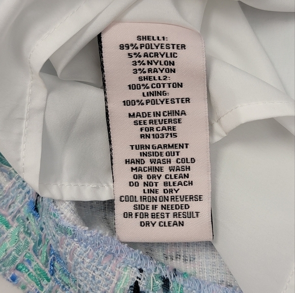 Nanette Lepore Tweed Skirt Women’s Size S Pearl Button Lite Blue Multi Plaid New - Picture 12 of 12